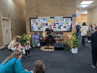 Nathan Gabriel performing live acoustic music at Sunbury Neighbourhood House